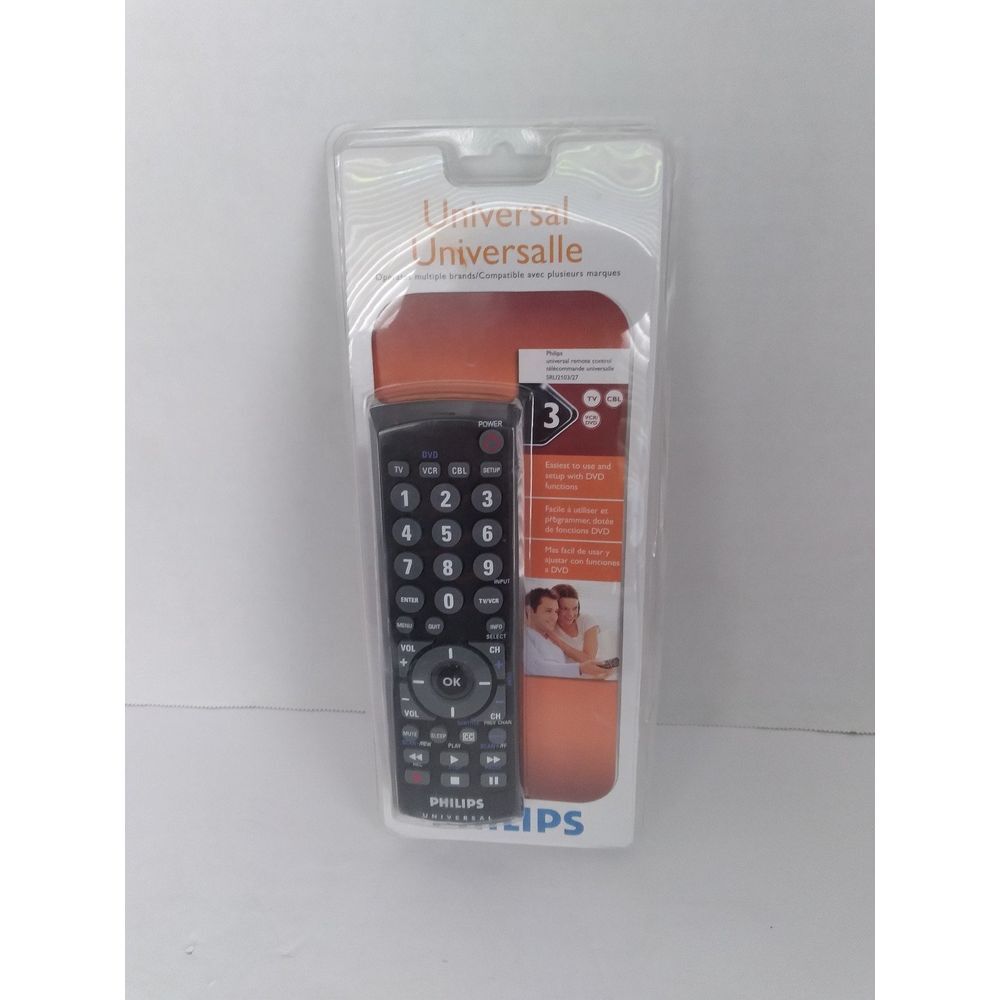 Philips Universal Remote Control 3-Device TV DVD Cable Streaming Compatible New
